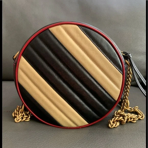 ‼️sold‼️Gucci Marmont Mini Round Striped - Picture 2 of 16